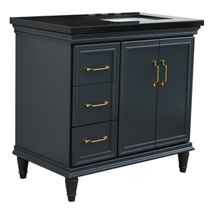 37 in. Single Vanity Dark Gray Black Galaxy Rectangle Right Door.Right Sink
