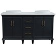 61 in. Double Wooden Vanity Dark Gray White Quartz Rectangle Sink