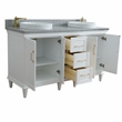61 in. Double Wooden Vanity White Gray Granite Rectangle Sink