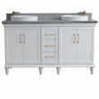 61 in. Double Wooden Vanity White Gray Granite Rectangle Sink