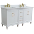 61 in. Double Wooden Vanity White White Quartz Rectangle Sink