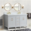 61 in. Double Wooden Vanity White White Quartz Rectangle Sink