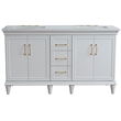 61 in. Double Wooden Vanity White White Quartz Rectangle Sink