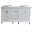 61 in. Double Wooden Vanity White White Quartz Round Sink