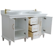 61 in. Double Wooden Vanity White White Quartz Round Sink