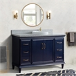 61 in. Single Wooden Vanity  Blue Gray Granite Rectangle Sink