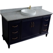 61 in. Single Wooden Vanity  Blue Gray Granite Rectangle Sink