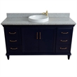 61 in. Single Wooden Vanity  Blue Gray Granite Rectangle Sink