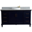 61 in. Single Wooden Vanity  Blue Gray Granite Rectangle Sink