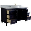 61 in. Single Wooden Vanity  Blue Gray Granite Rectangle Sink
