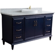 61 in. Single Wooden Vanity  Blue Gray Granite Rectangle Sink