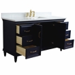 61 in. Single Wooden Vanity  Blue White Quartz Rectangle Sink