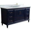 61 in. Single Wooden Vanity  Blue White Quartz Round Sink