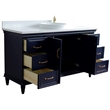 61 in. Single Wooden Vanity  Blue White Quartz Round Sink