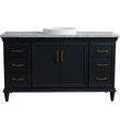 61 in. Single Wooden Vanity  Dark Gray Gray Granite Rectangle Sink