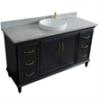 61 in. Single Wooden Vanity  Dark Gray Gray Granite Rectangle Sink