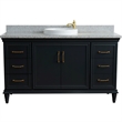 61 in. Single Wooden Vanity  Dark Gray Gray Granite Rectangle Sink