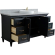 61 in. Single Wooden Vanity  Dark Gray Gray Granite Rectangle Sink