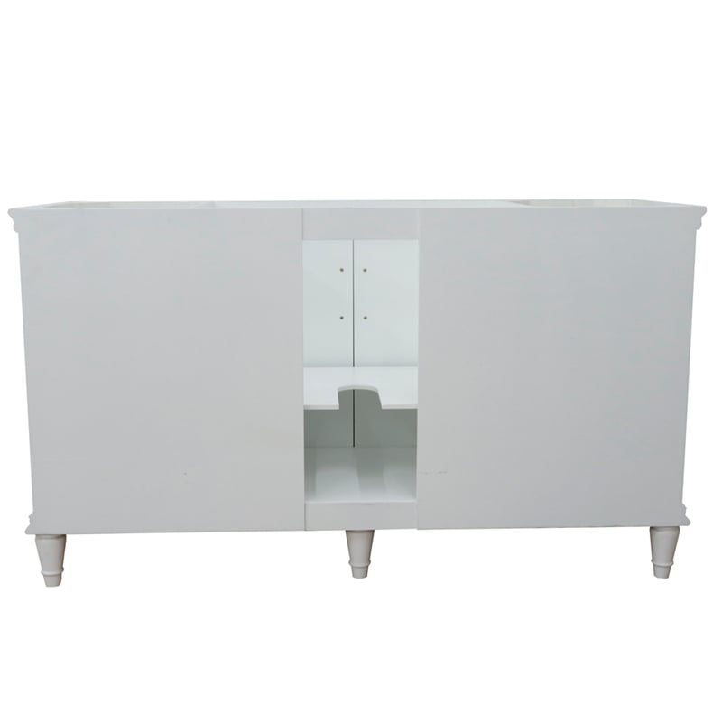 61 in. Single Wooden Vanity  White with Black Galaxy Oval Sink