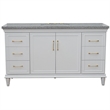 61 in. Single Wooden Vanity  White with Gray Granite Rectangle Sink