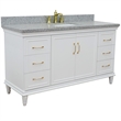 61 in. Single Wooden Vanity  White with Gray Granite Rectangle Sink