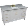 61 in. Single Wooden Vanity  White with Gray Granite Rectangle Sink