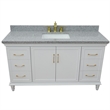61 in. Single Wooden Vanity  White with Gray Granite Rectangle Sink