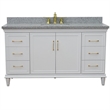 61 in. Single Wooden Vanity  White with Gray Granite Rectangle Sink