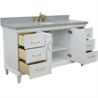 61 in. Single Wooden Vanity  White with Gray Granite Rectangle Sink