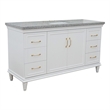 61 in. Single Wooden Vanity  White with Gray Granite Rectangle Sink