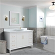 61 in. Single Wooden Vanity  White with White Quartz Rectangle Sink