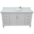 61 in. Single Wooden Vanity  White with White Quartz Rectangle Sink