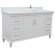61 in. Single Wooden Vanity  White with White Quartz Round Sink