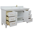 61 in. Single Wooden Vanity  White with White Quartz Round Sink