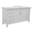 61 in. Single Wooden Vanity  White with White Quartz Round Sink