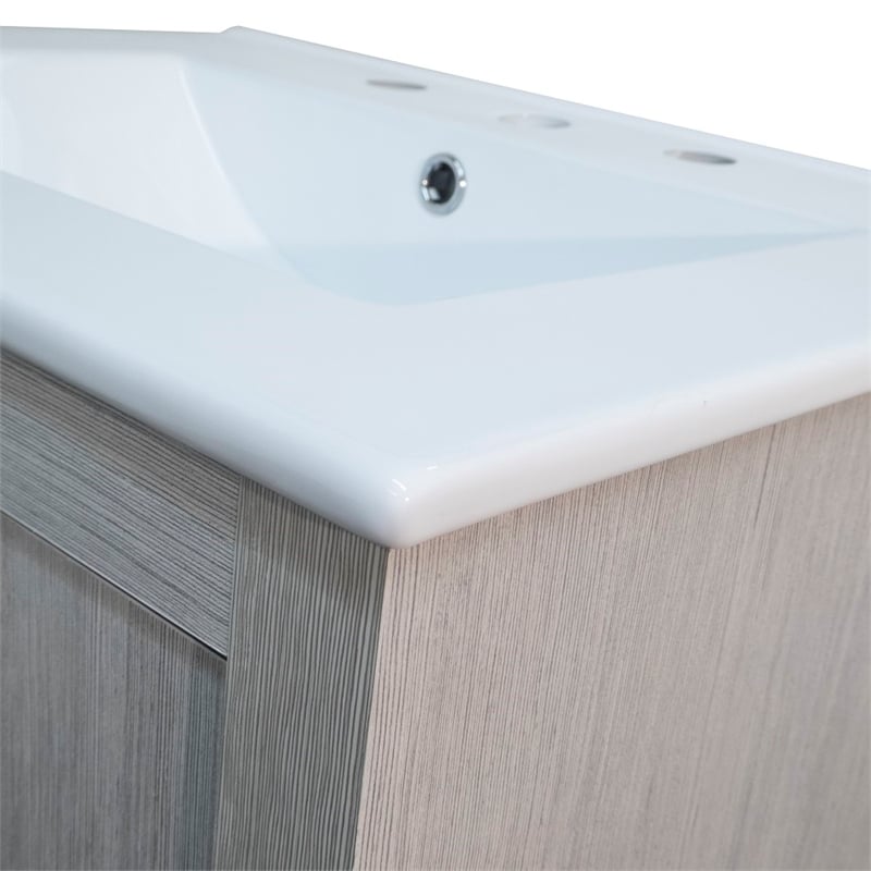24 in. Single Gray Vanity with Ceramic Sink