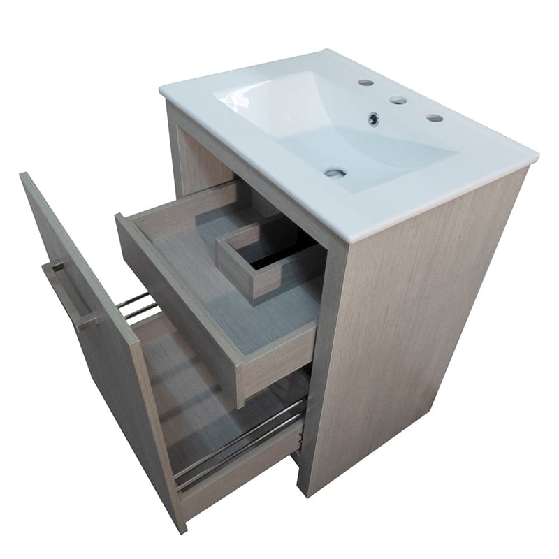 24 in. Single Gray Vanity with Ceramic Sink