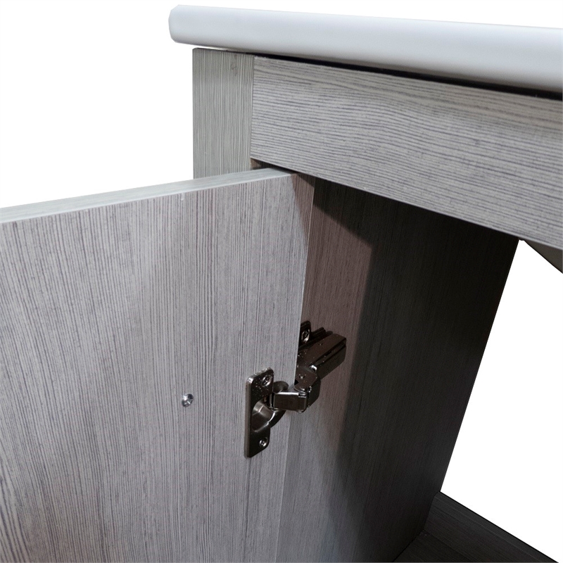 48 in. Gray Pine Double Wooden Vanity with Ceramic Top