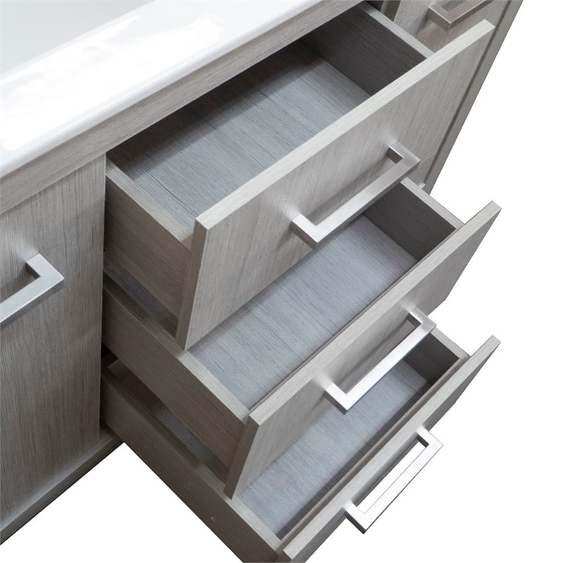 48 in. Gray Pine Double Wooden Vanity with Ceramic Top