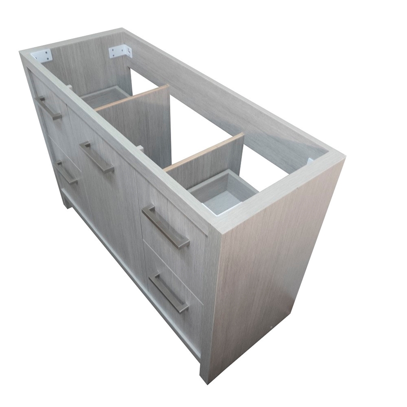 48 in. Single Wooden Vanity  in Gray Pine with White Ceramic Top