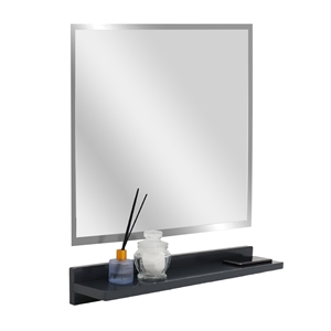 23.5 in. Dark Gray Wireless Charging Shelf and Frameless Mirror Set