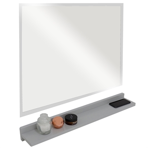 30 in. Light Gray Wireless Charging Shelf and Frameless Mirror Set