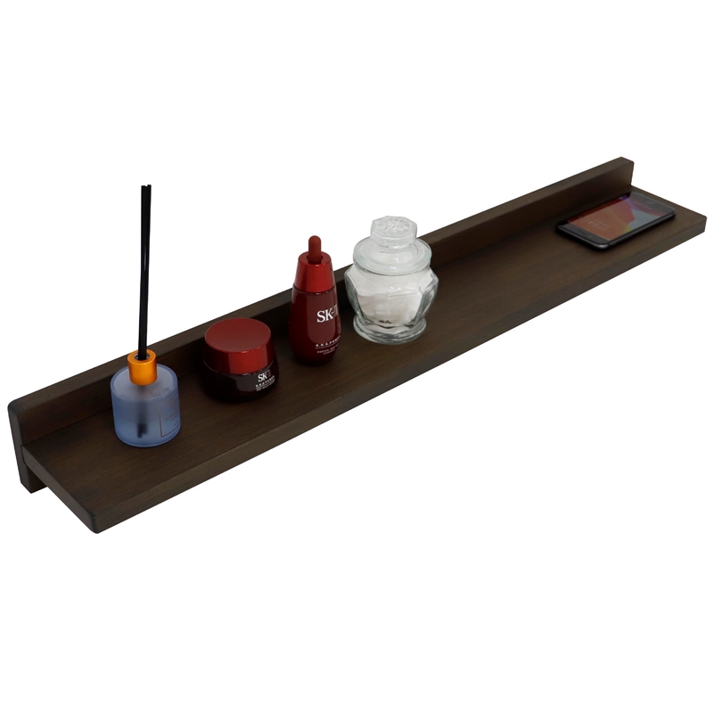 35 in. Rustic Wood Wireless Charging Shelf and Frameless Mirror Set
