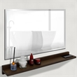 35 in. Rustic Wood Wireless Charging Shelf and Frameless Mirror Set