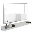 35 in. White Wooden QI Wireless Charging Shelf and Frameless Mirror Set