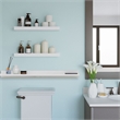 35 in. White Wooden QI Wireless Charging Shelf and Frameless Mirror Set