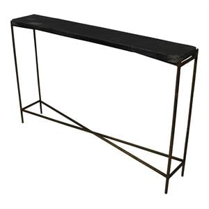 Orlando Asher 48&quot Large Modern Metal/Stone Kirby Console Table in Old Gold