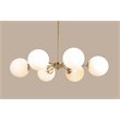 Lune 6-light Modern Pendant Fixture in Brass Colored Iron with White Shades