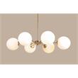 Lune 6-light Modern Pendant Fixture in Brass Colored Iron with White Shades