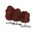 Moti Samarth Solid Wood Decor on Iron Stand in Sandblasted Brown (Set of 3)